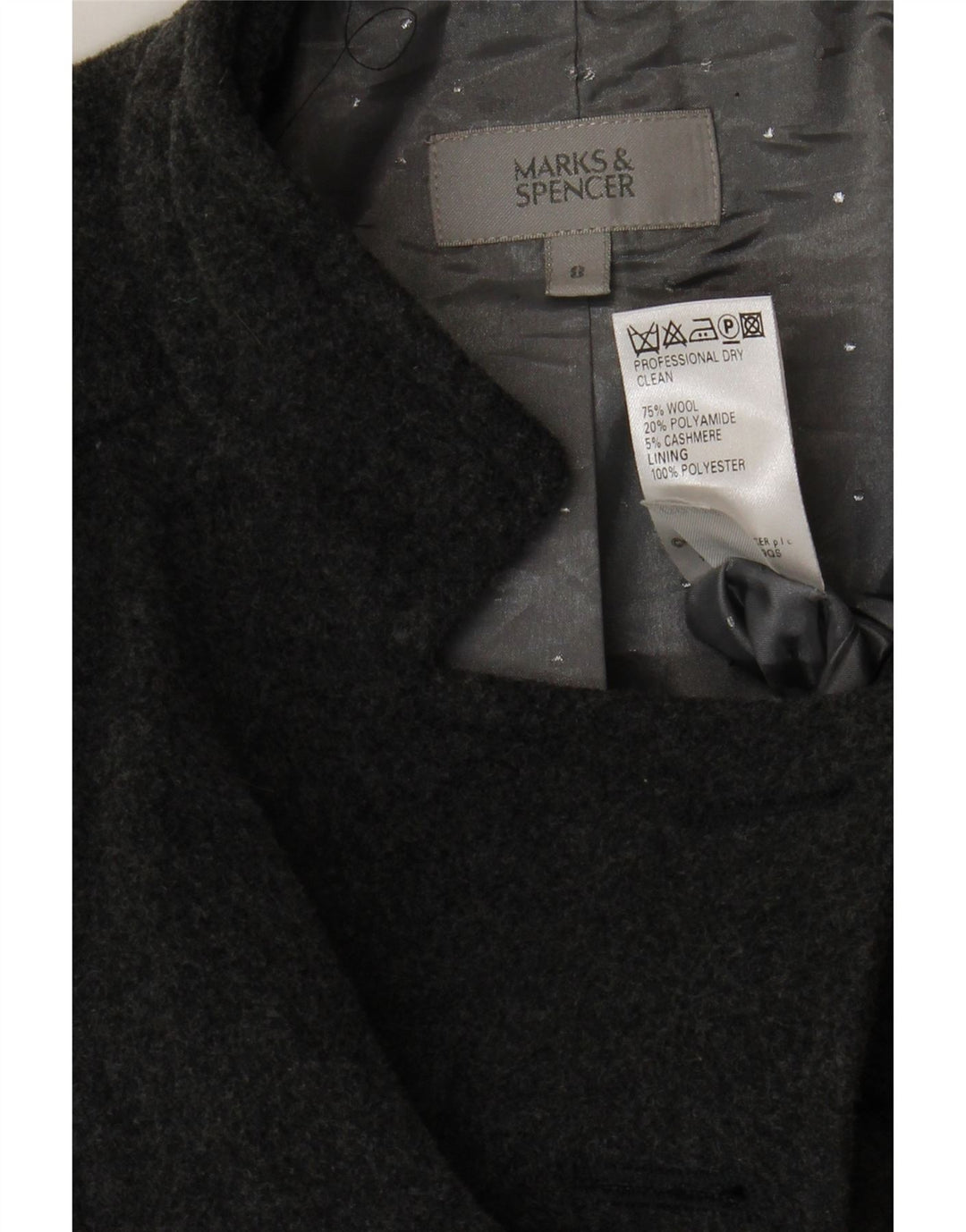 Sobretudo feminino MARKS & SPENCER UK 8 Lã cinza pequena