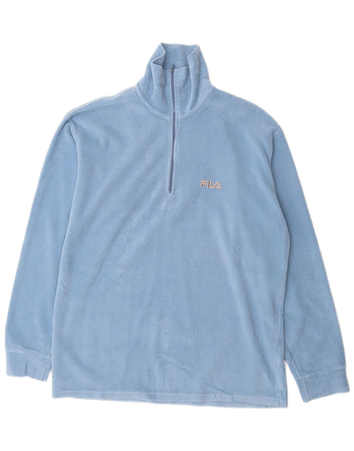Jumper de lã masculino FILA com zíper e gola XL azul poliéster