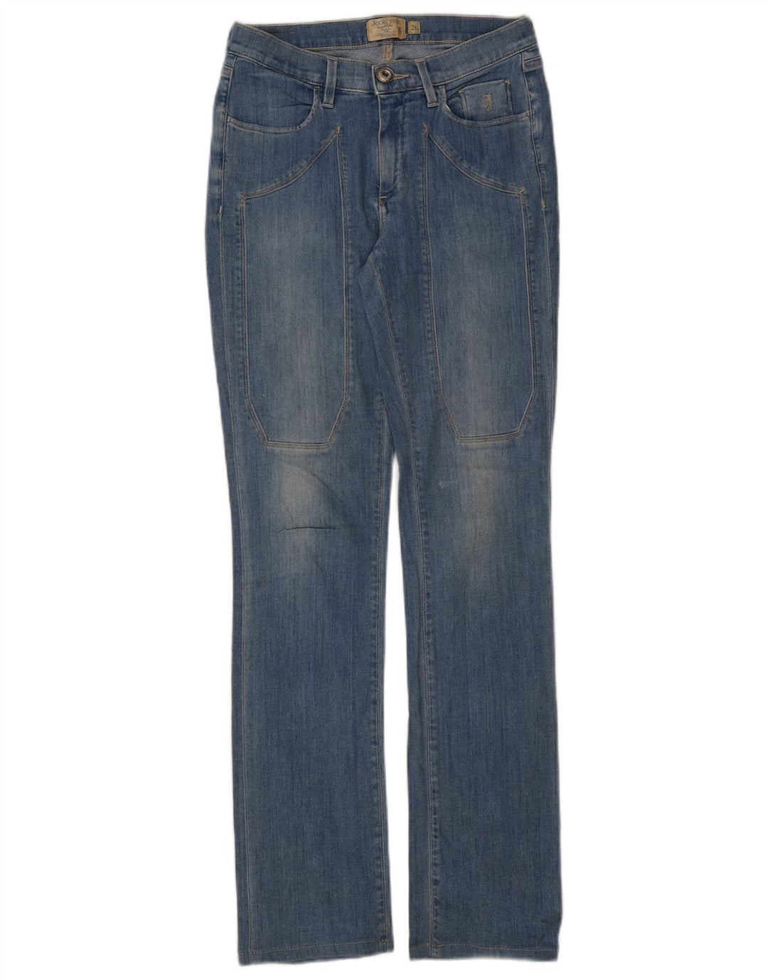 Jeans femininos Jeckerson Bootcut W26 L31 algodão azul