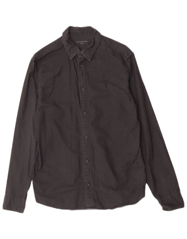 Camisa masculina All Saints pequena de algodão preto