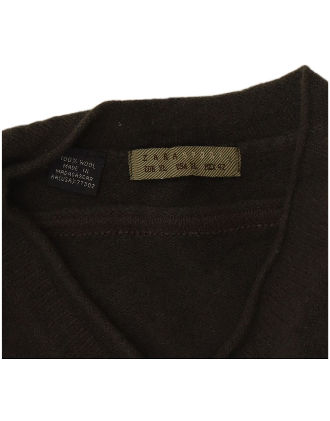 Suéter masculino Zara com decote em V XL lã cáqui
