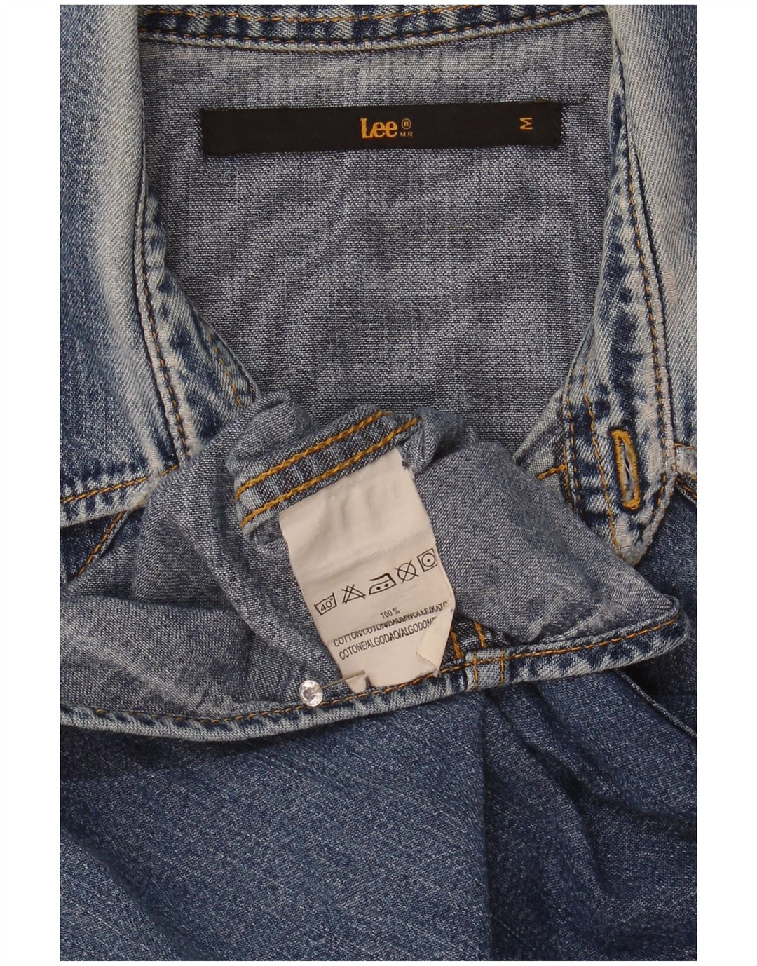 Camisa jeans masculina Lee algodão azul médio