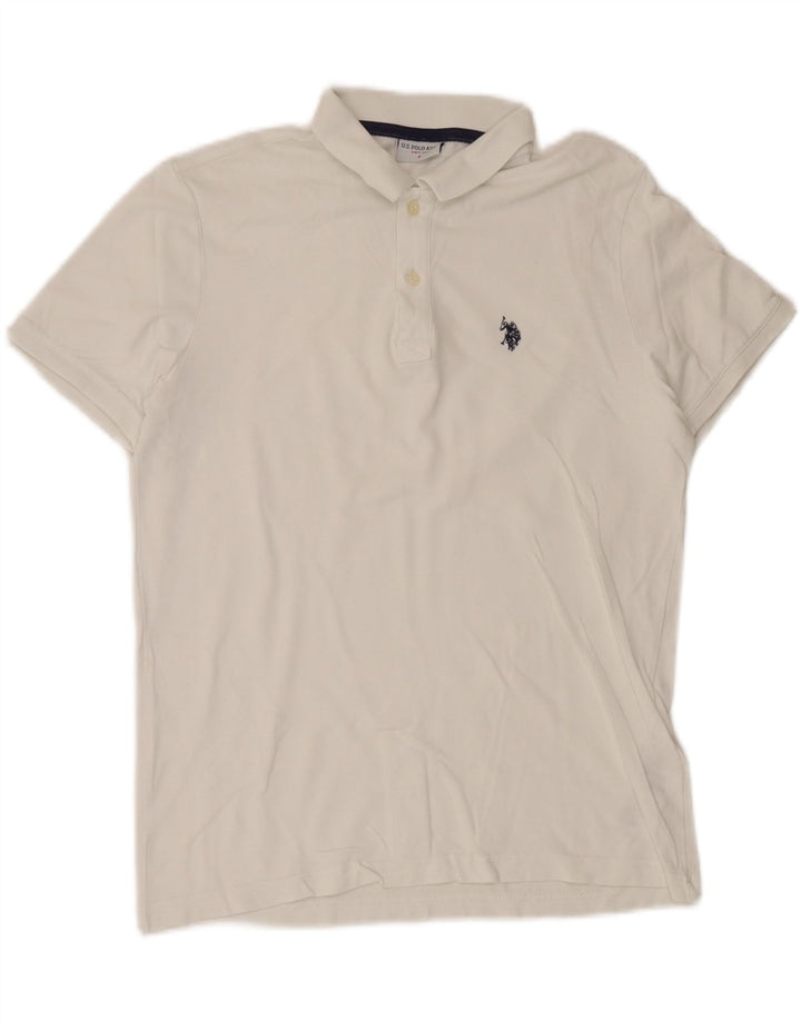 ASSN POLO DOS EUA. Camisa polo masculina pequena de algodão branco