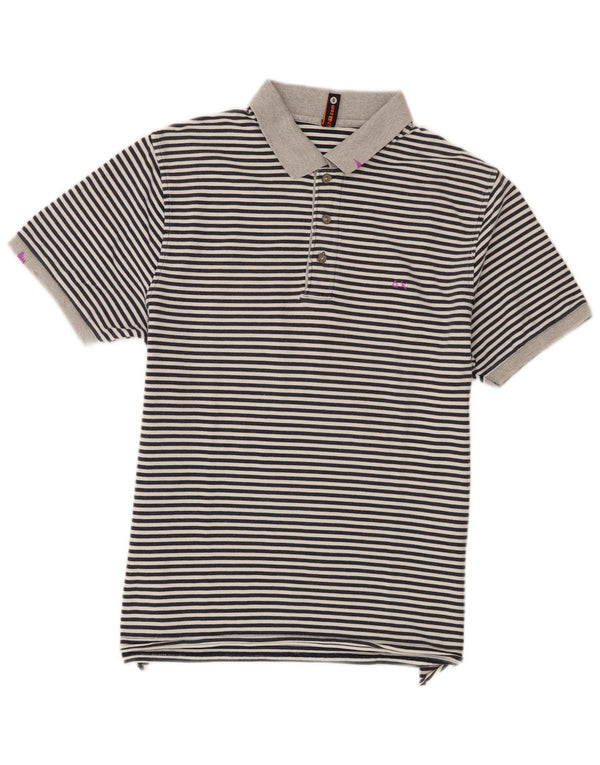 Camisa polo masculina Sun68 grande algodão listrado cinza