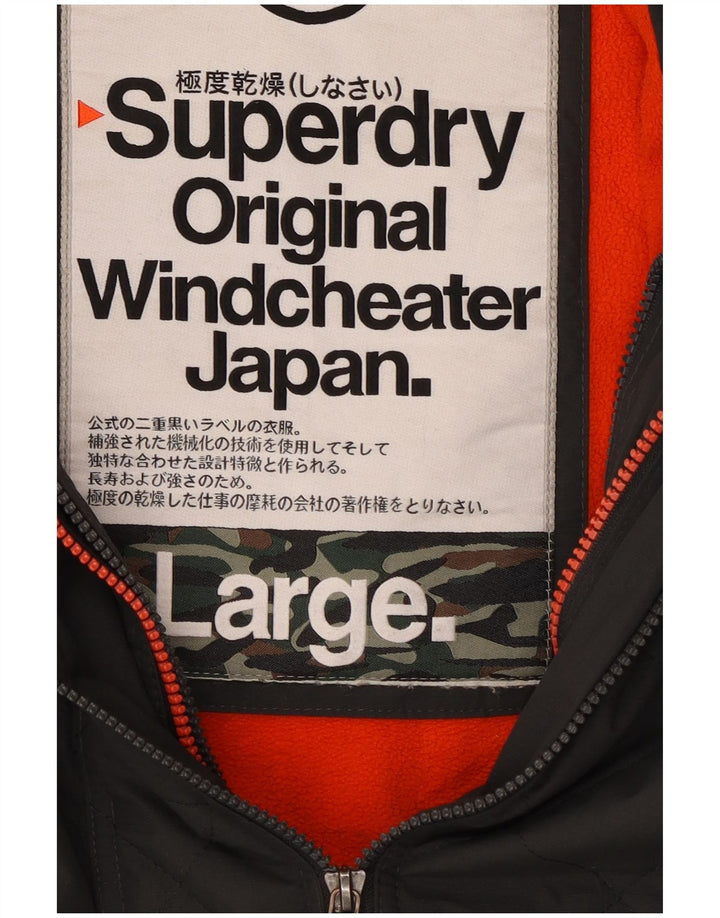 Jaqueta corta-vento masculina Superdry com capuz UK 40 grande cinza nylon
