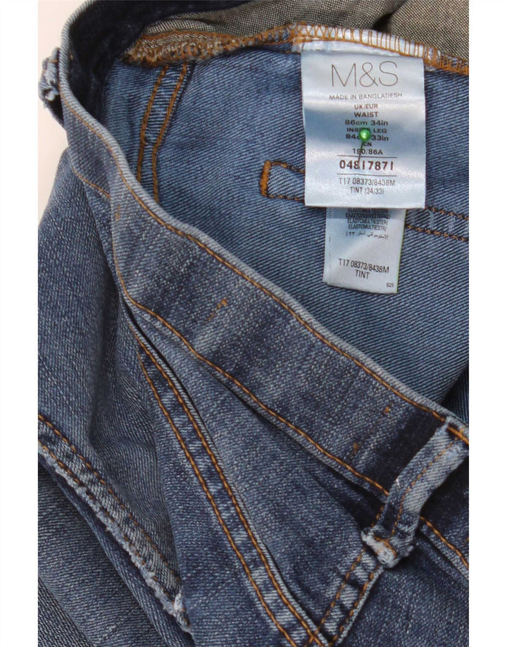 Jeans retos masculinos Marks & Spencer W34 L33 algodão azul