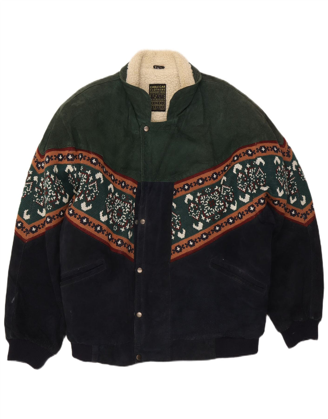 Cable Car Clothiers Mens Shearling Jacket UK 44 2XL Multicolorido Fair Isle