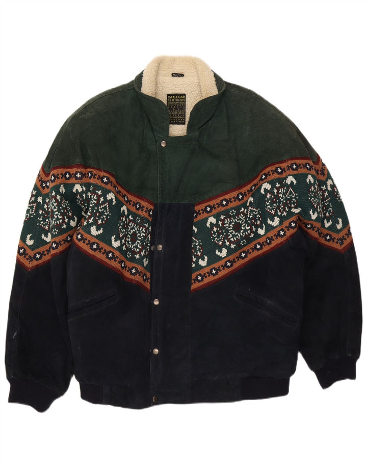 Cable Car Clothiers Mens Shearling Jacket UK 44 2XL Multicolorido Fair Isle