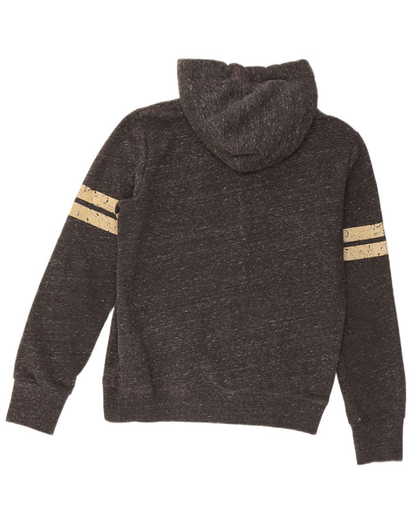 Superdry feminino gráfico moletom com capuz UK 10 pequeno algodão preto manchado