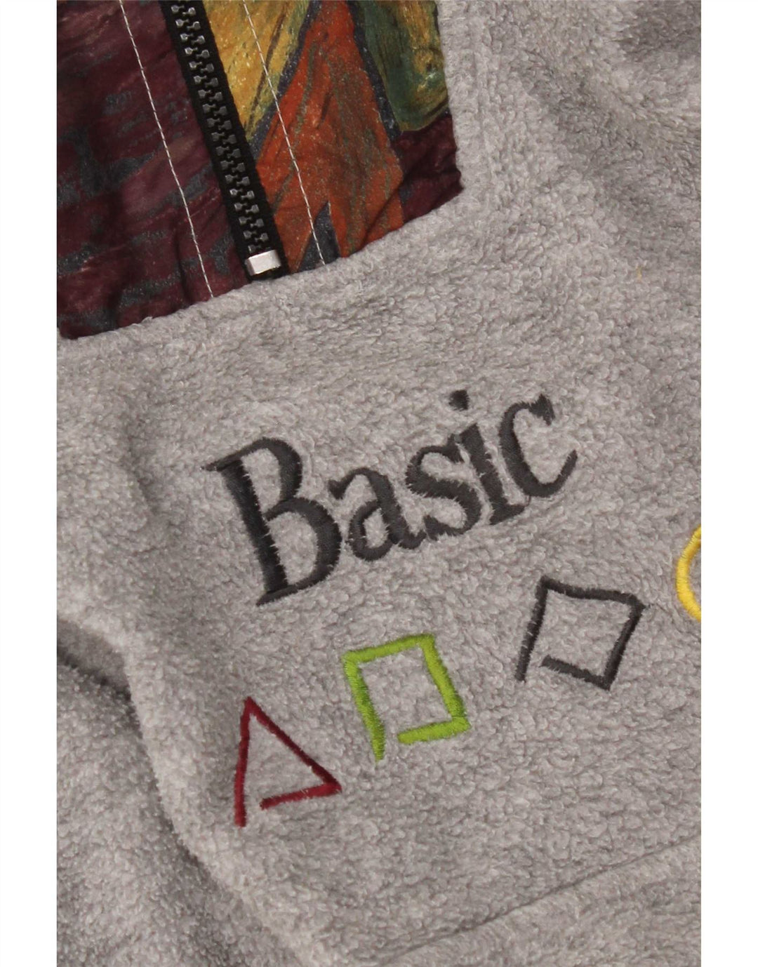 Jumper básico de lã com pescoço e zíper masculino grande poliéster geométrico cinza