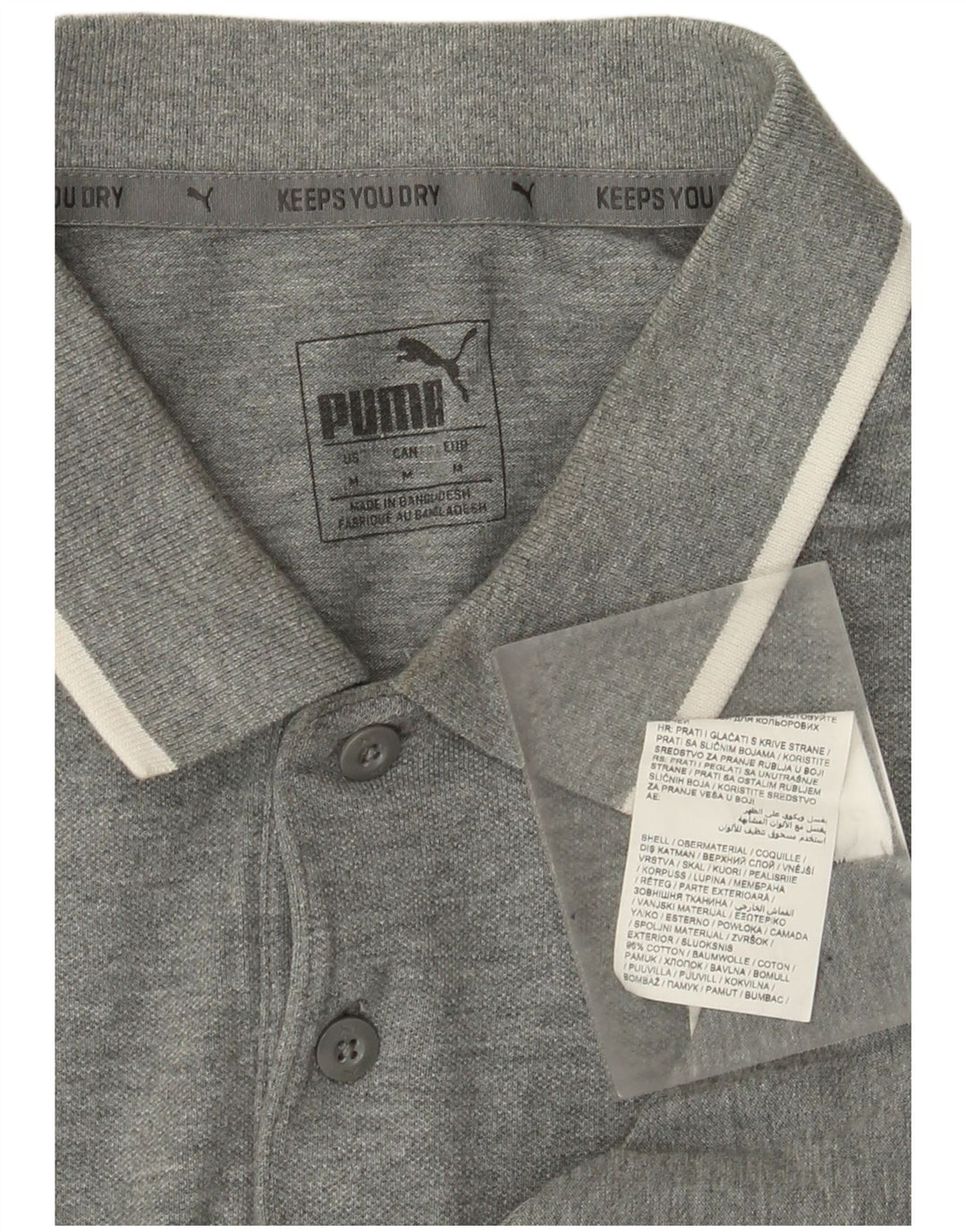 Camisa polo masculina Puma algodão cinza médio