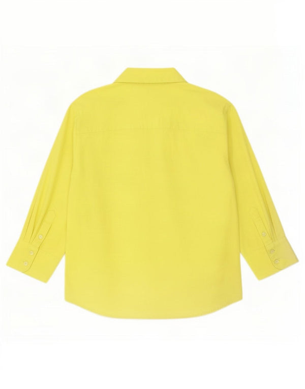 Blusa feminina Benetton manga 3/4 UK 12 algodão amarelo médio