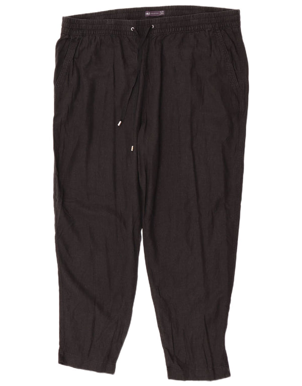 Calça casual feminina Marks & Spencer cônica UK 22 3XL W44 L29 preta