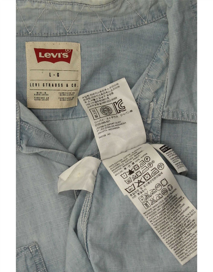 Camisa jeans masculina Levi's grande algodão azul