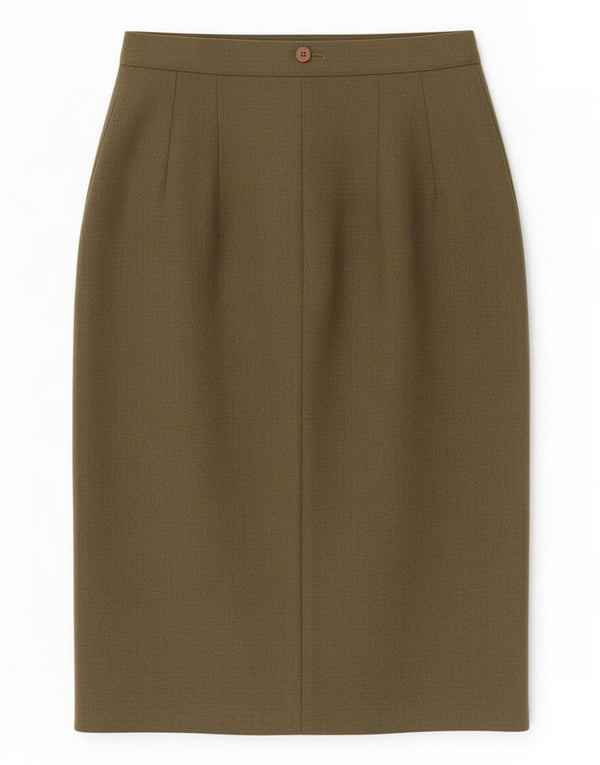 Saia lápis feminina vintage UK 10 pequena W24 verde