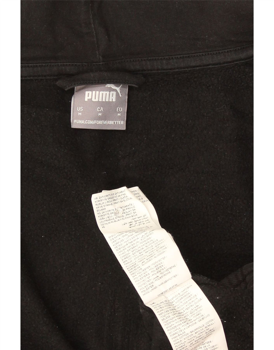 Suéter masculino Puma com capuz e zíper médio preto algodão colorblock