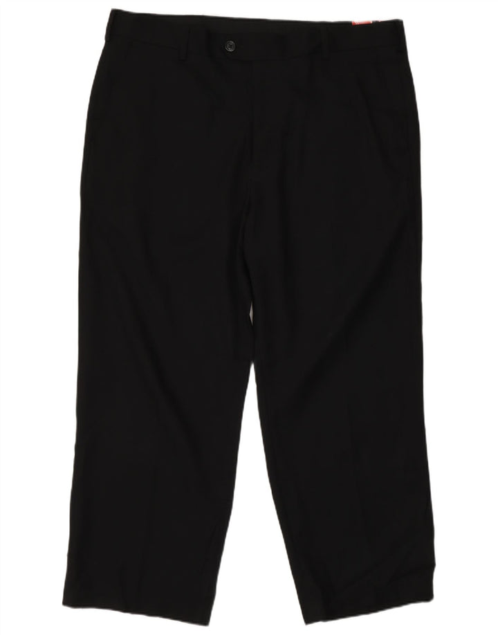 Calça masculina Izod de terno reto W36 L26 poliéster preto