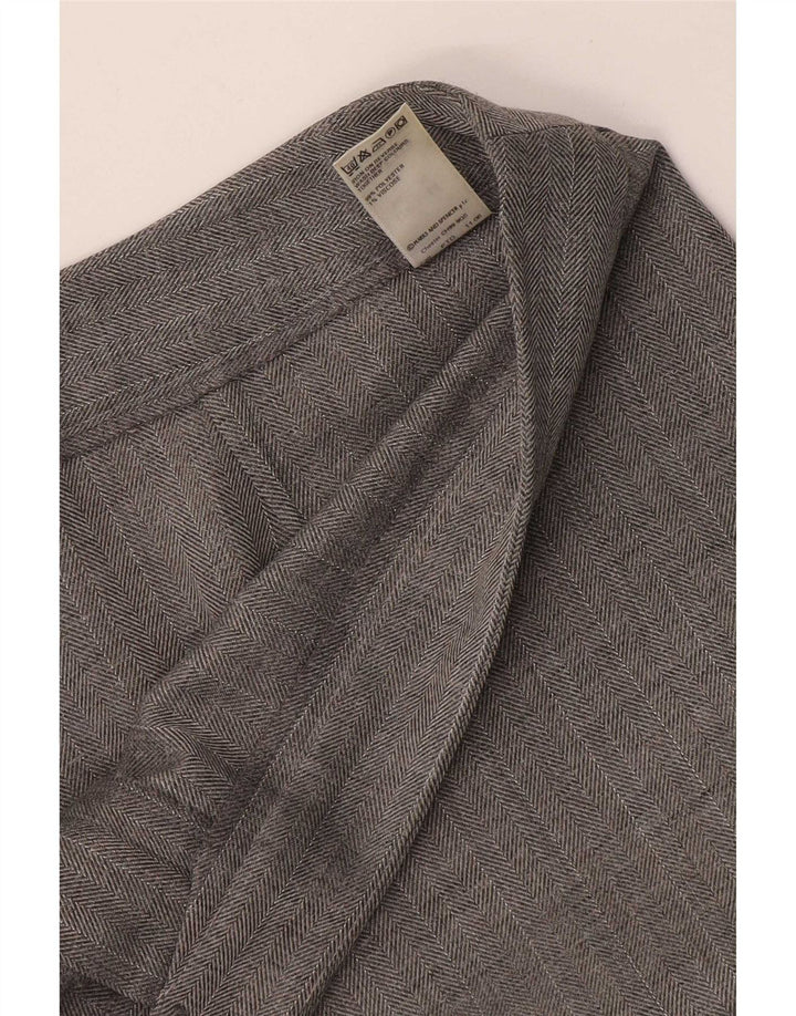 Calça feminina Marks & Spencer Reino Unido 14 médio W32 L28 espinha de peixe cinza