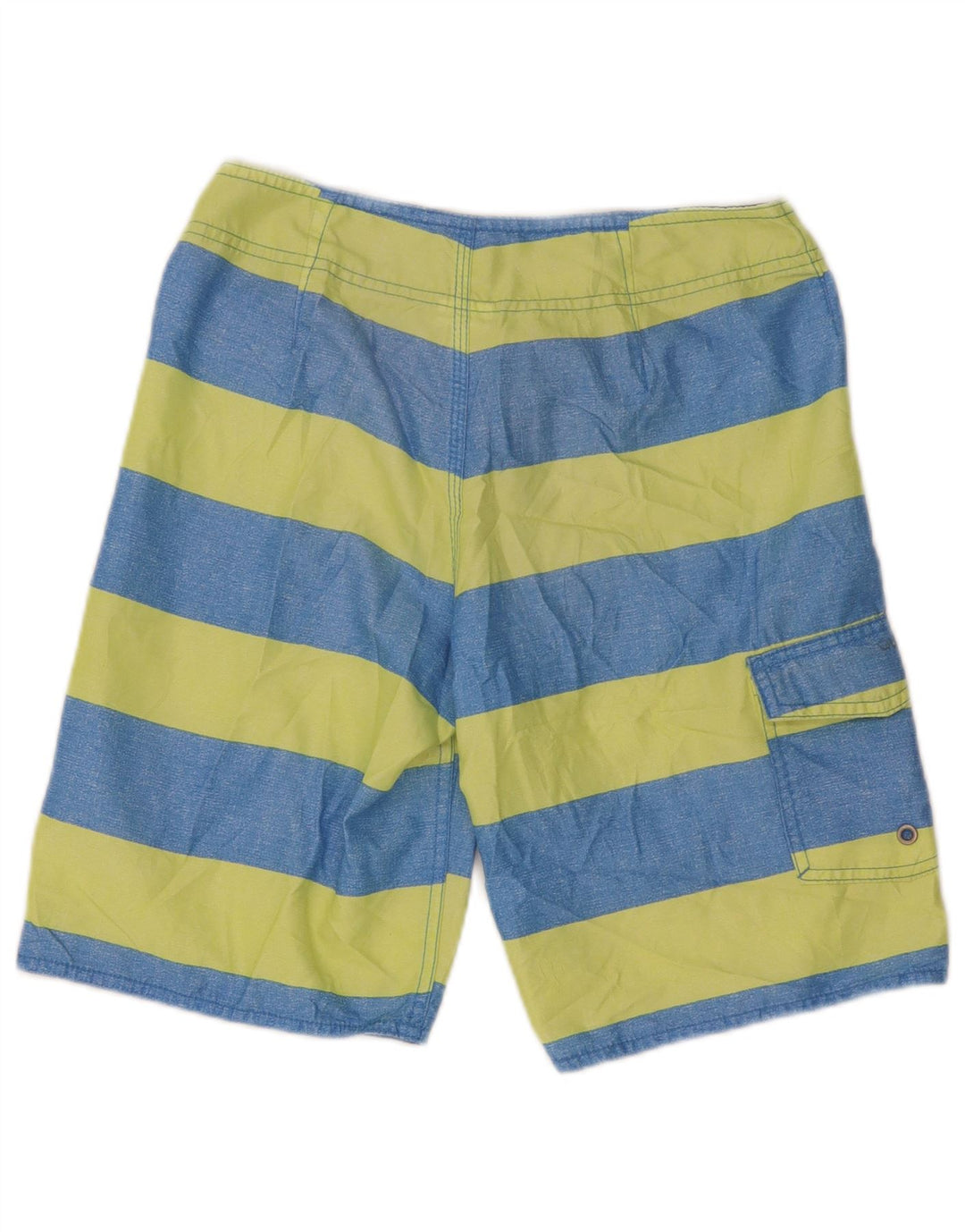 Quiksilver Shorts de natação masculino XS poliéster listrado azul