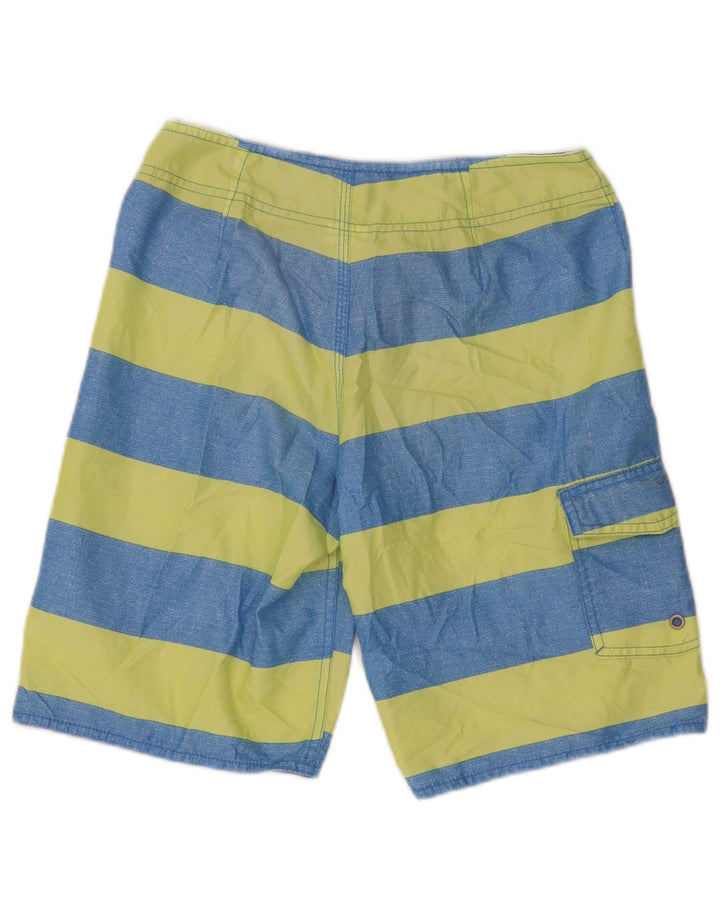 Quiksilver Shorts de natação masculino XS poliéster listrado azul