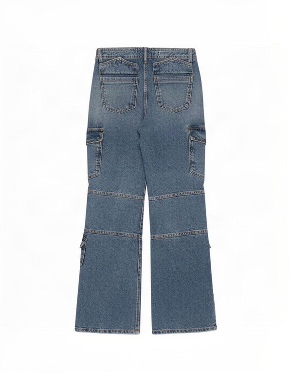Calça Jeans Cargo Straight Zara Feminina EU 34 2XS W28 L31 Azul