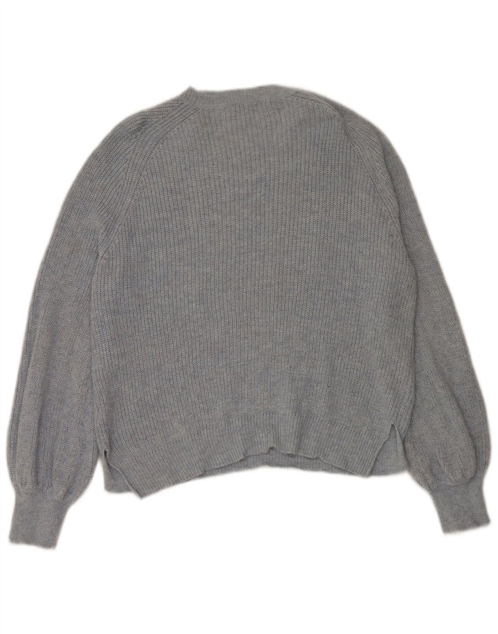 Suéter feminino Marks & Spencer com gola canoa Reino Unido 16 grande azul poliamida