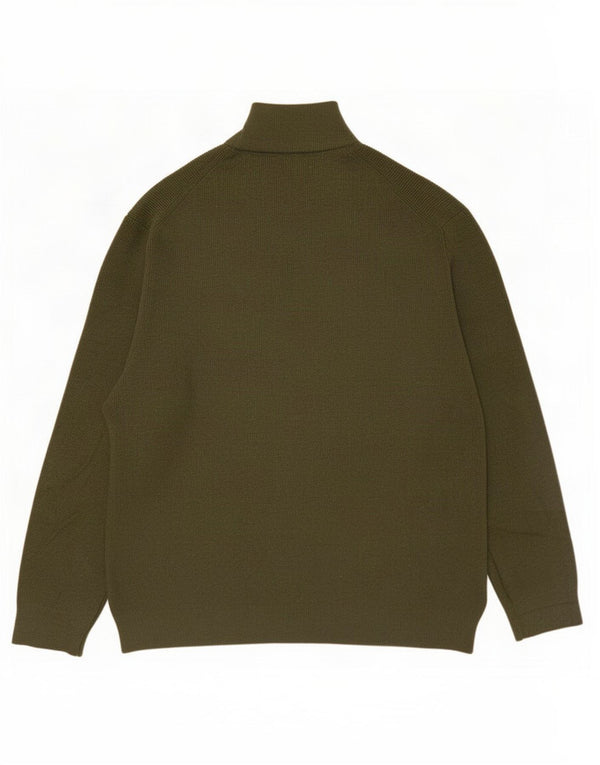 Suéter masculino Marks & Spencer com zíper e gola 2XL algodão cáqui