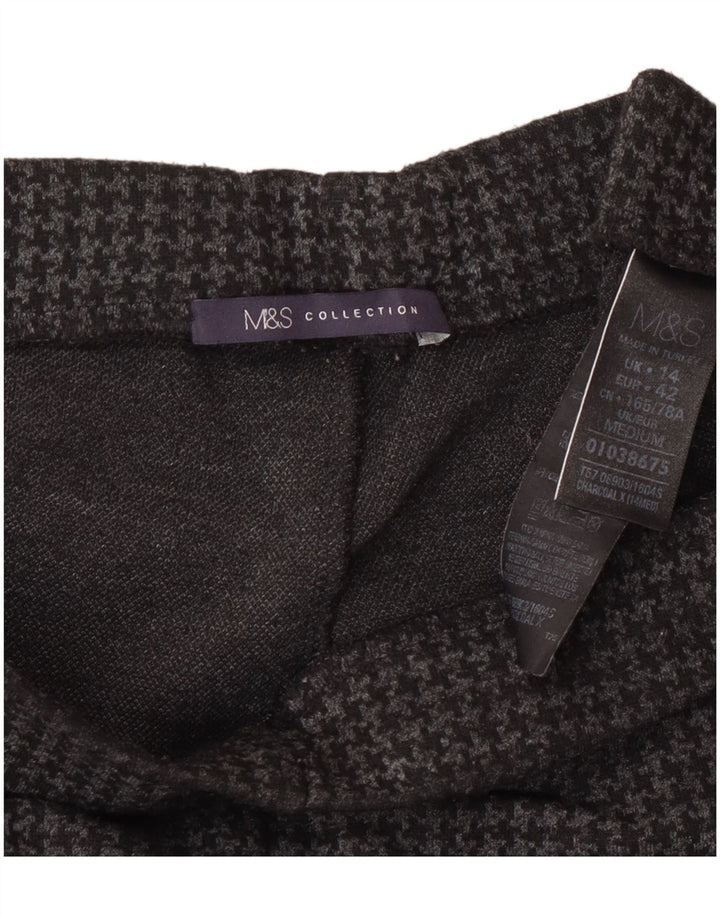 Calça feminina Marks & Spencer Reino Unido 14 grande W32 L27 cinza houndstooth