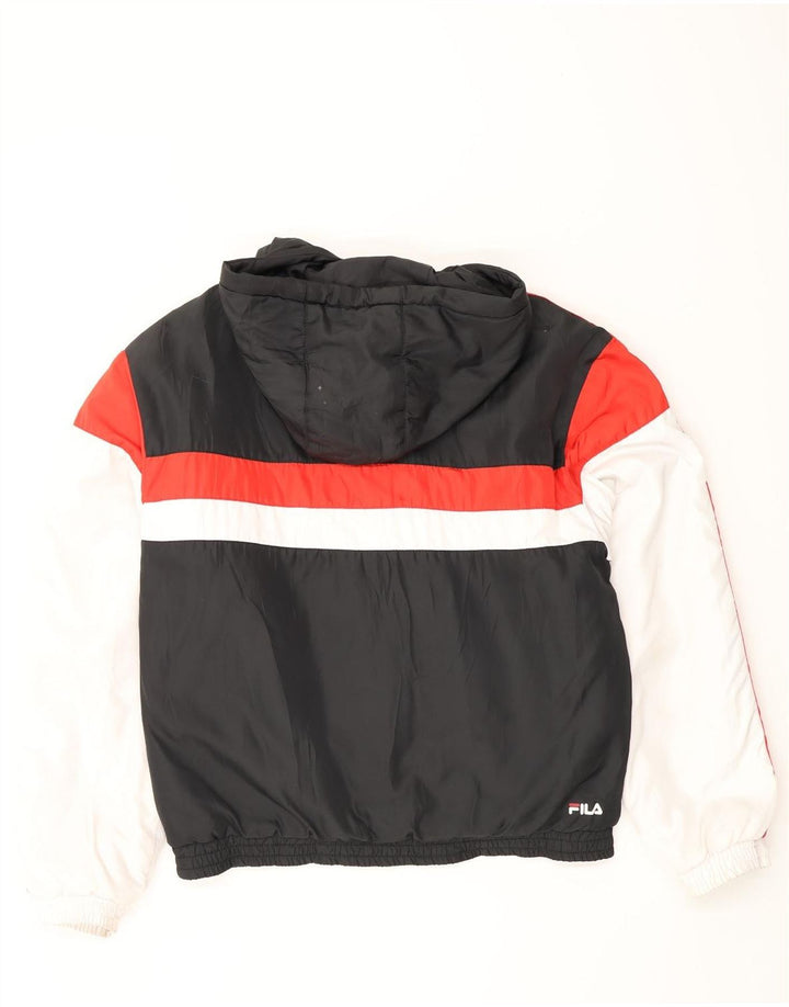 Jaqueta bomber masculina Fila com capuz UK 38 poliéster colorblock preto médio