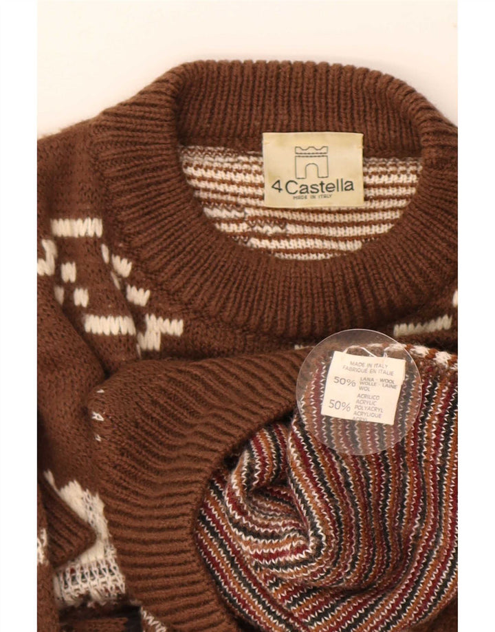 4 Suéter masculino Castella com gola redonda e gola redonda IT 52 grande lã marrom