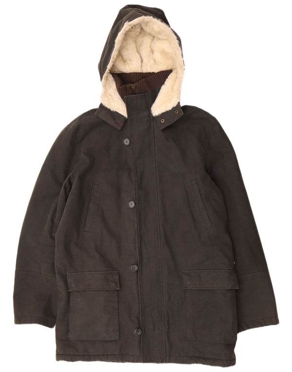 Jaqueta Parka Monsoon Masculina com Capuz Regular Fit Reino Unido 42 XL Algodão Cáqui