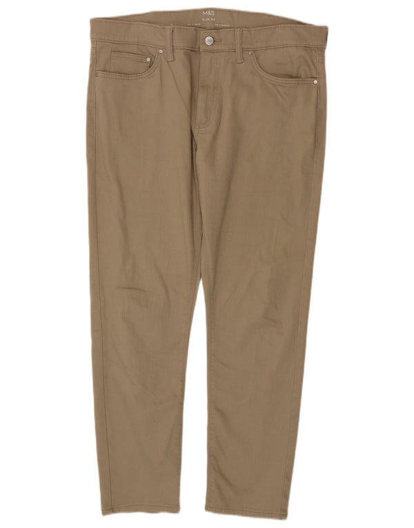 Marks & Spencer Mens Jeans Slim W36 L29 Algodão Bege