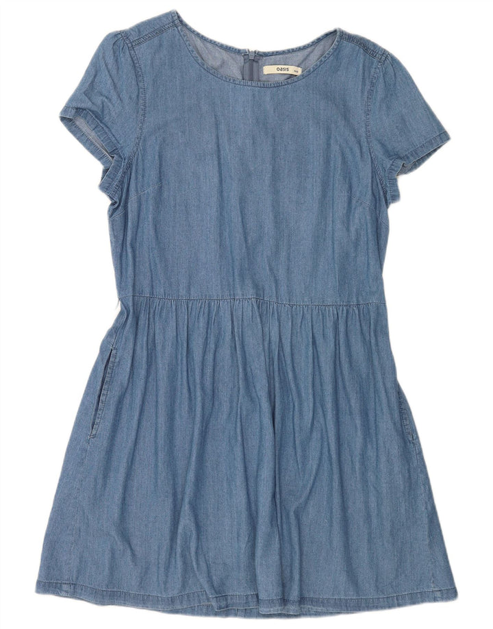 Vestido jeans feminino Oasis UK 14 algodão azul médio