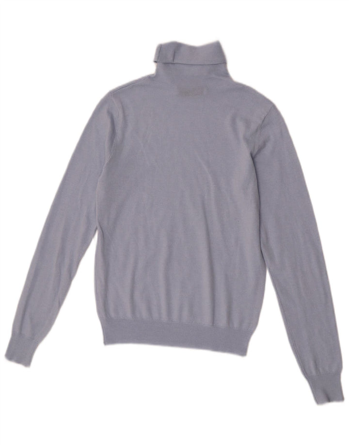 Zara Suéter feminino com gola redonda e gola redonda, Reino Unido 12, azul médio