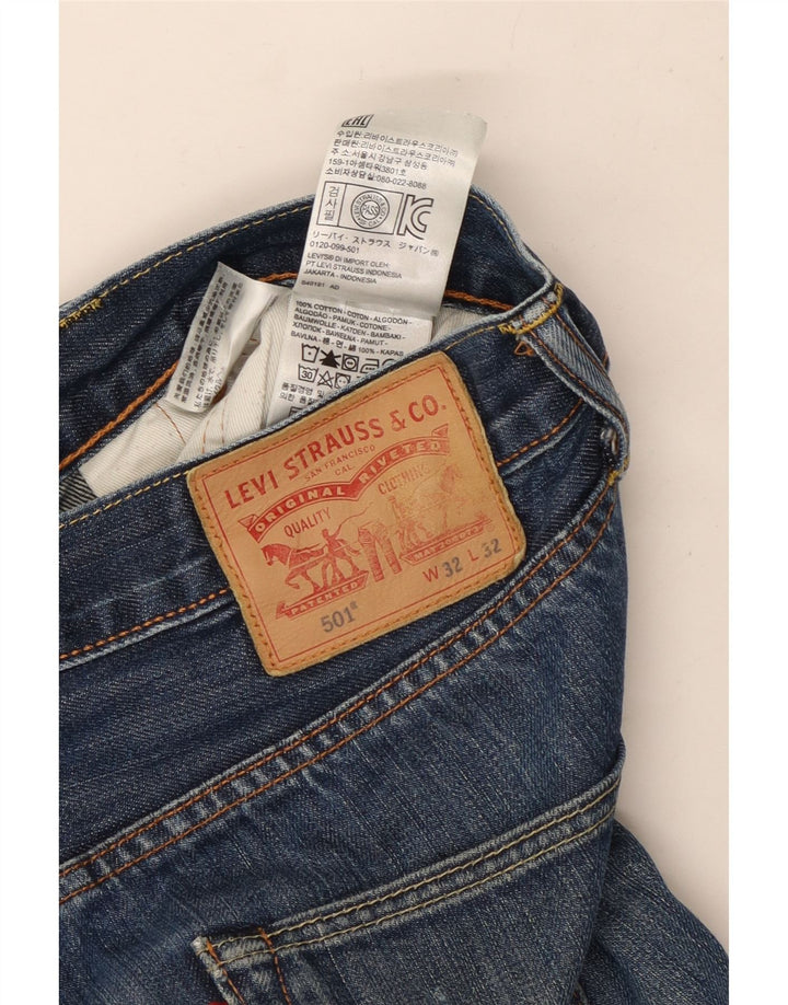 Calça Jeans Levis Masculina 501 Distressed Straight W32 L32 Azul Algodão