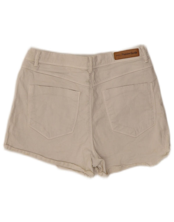 Zara Womens Trafaluc Denim Shorts EU 38 Pequeno W28 Branco