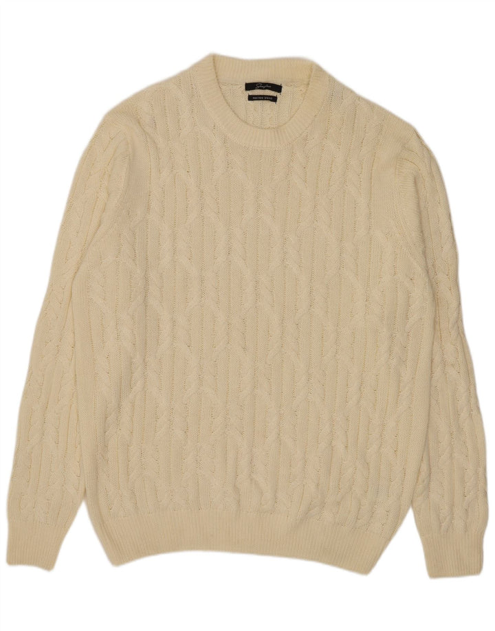 Suéter masculino Sonny Bono com gola redonda XL em poliéster branco