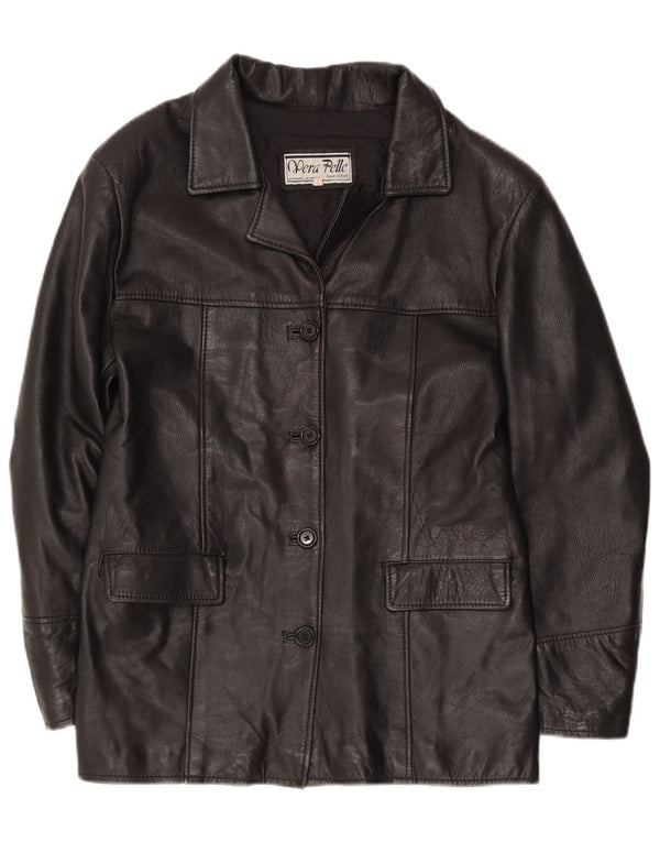 Lavorazione Artigianale Jaqueta Blazer Feminina 4 Botões UK 12 Médio Preto