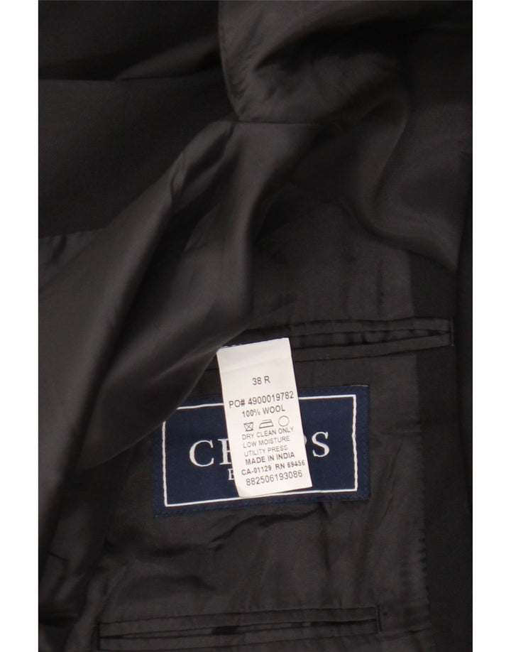 Jaqueta blazer masculina Chaps com 2 botões Reino Unido 38 lã preta média