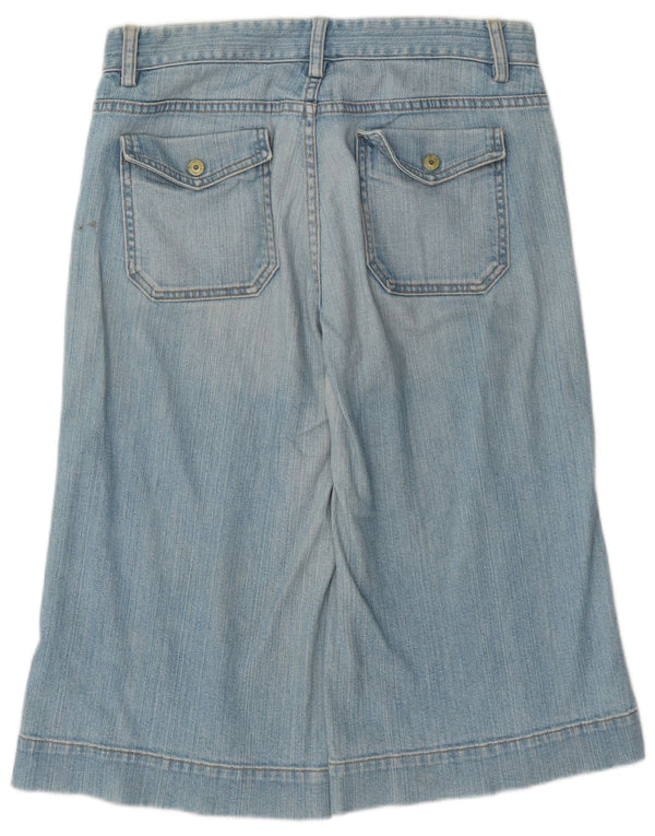 Bermuda jeans feminina de perna larga Gap Reino Unido 10 pequeno W30 algodão azul