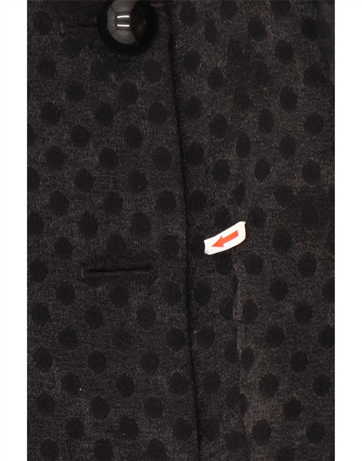 Casaco feminino French Connection com peito duplo UK 6 XS preto geométrico