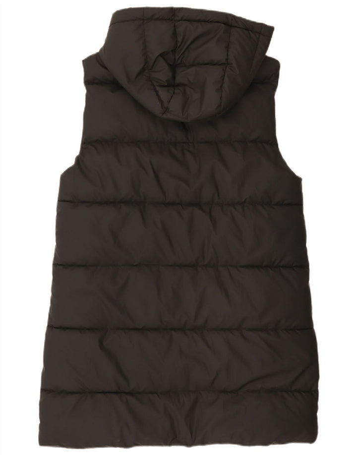 Casaco feminino acolchoado com capuz sem mangas Zara UK 14 poliéster preto médio