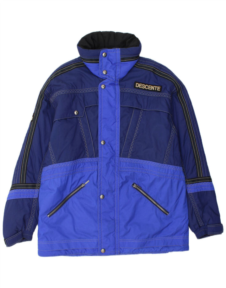Jaqueta de esqui masculina Descente com capuz IT 54 2XL azul Colourblock poliamida