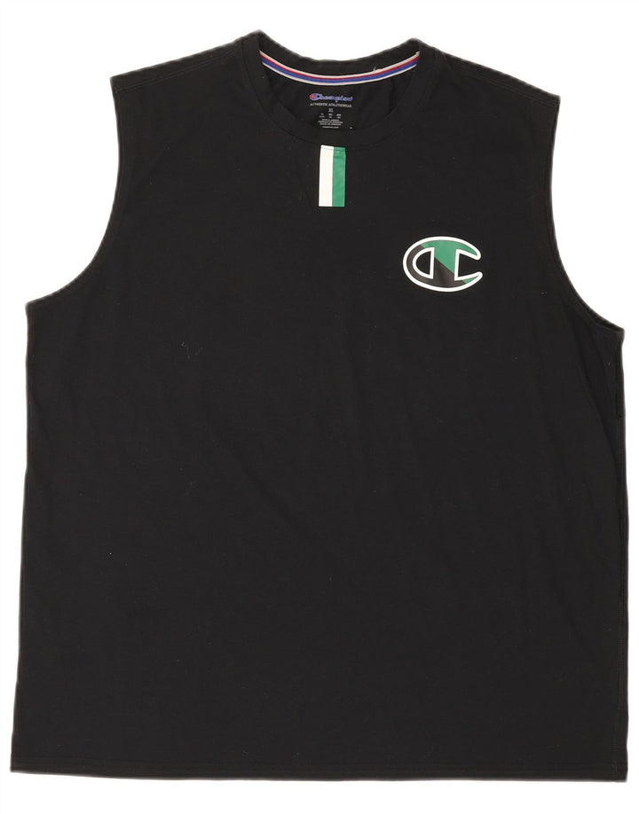 CHAMPION Mens Colete Top XL Algodão Preto