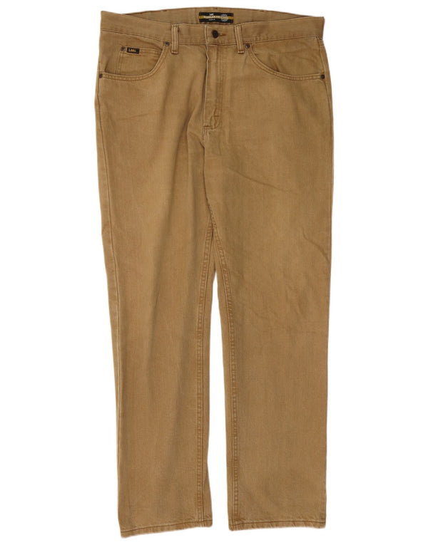 Lee Mens Regular Fit Straight Jeans W38 L32 Brown Cotton