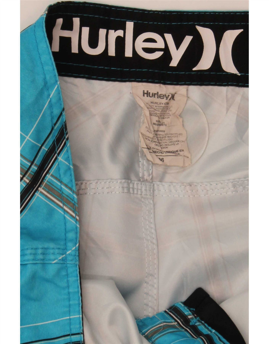 Shorts de natação masculino Hurley grande poliéster xadrez azul