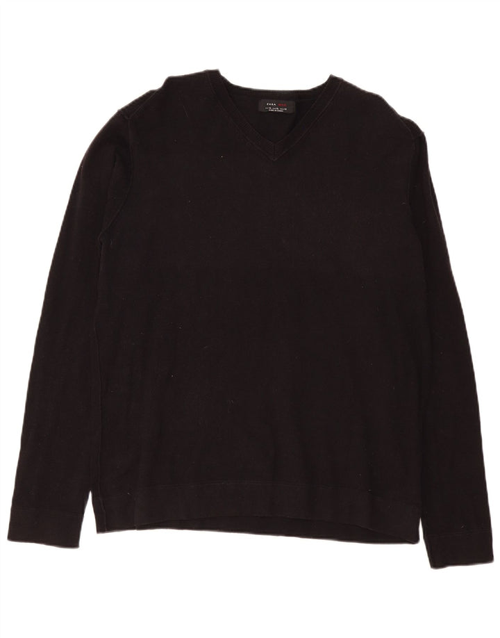 Suéter masculino Zara com decote em V XL preto