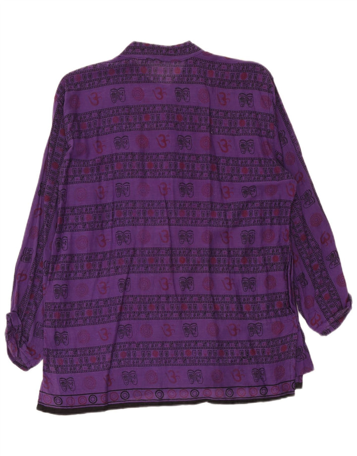Pulôver gráfico masculino vintage com padrão abstrato camisa algodão roxo médio