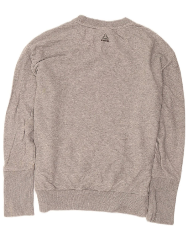 Reebok Womens Oversized Sweatshirt Jumper UK 8/10 Pequeno Algodão Cinza