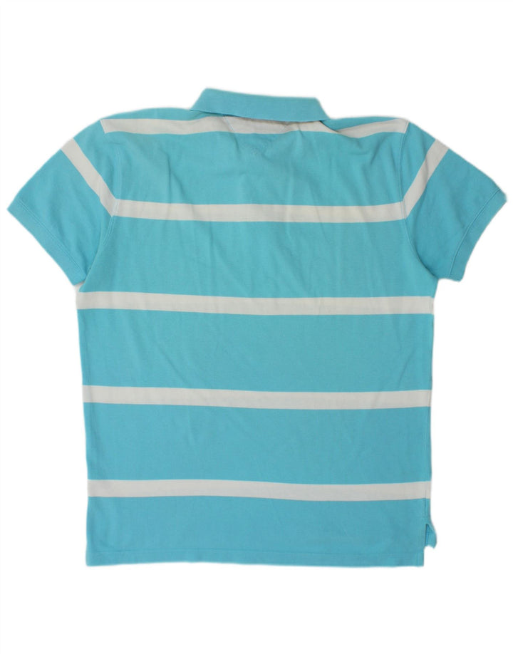 Camisa polo masculina Tommy Hilfiger grande algodão listrado azul